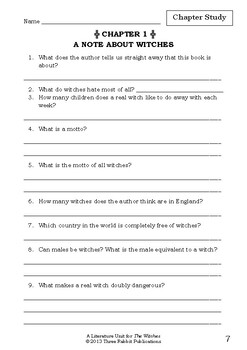 the witches roald dahl worksheets