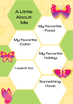Preview of A Little About Me Sheet