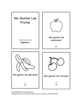 A Little Book In Spanish Me Gustan Las Frutas - 