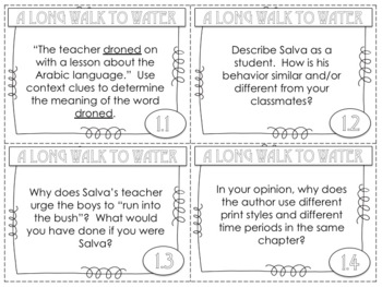 A Long Walk to Water 144 Discussion Task Cards / DIGITAL by Katie Jones