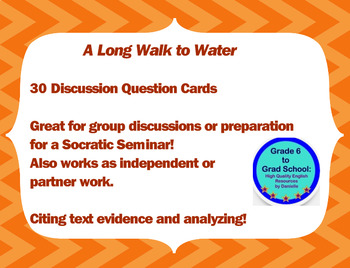 Preview of A Long Walk to Water 30 Discussion Question Cards