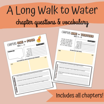 Preview of A Long Walk to Water Chapter Questions & Vocabulary