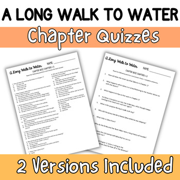 Preview of A Long Walk to Water Chapter Quizzes-EDITABLE