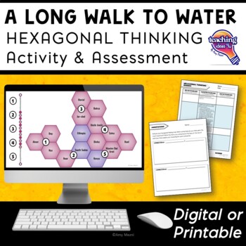 Preview of A Long Walk to Water EDITABLE Hexagonal Thinking Activity Digital & Printable
