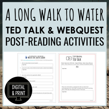 Preview of A Long Walk to Water Post-Reading Activities - Salva Dut Speech & Webquest