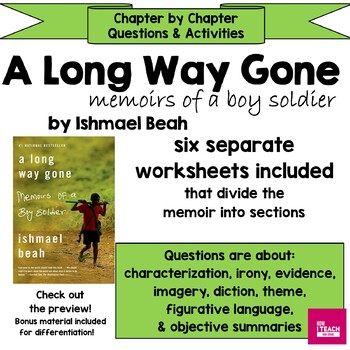 Preview of A Long Way Gone -Chapter by Chapter Reading Worksheets/Activities -Ishmael Beah