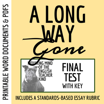 Preview of A Long Way Gone by Ishmael Beah Test and Answer Key (Printable)