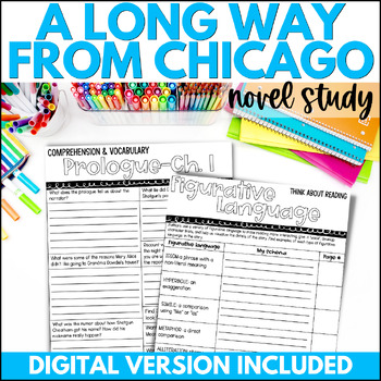 Preview of A Long Way from Chicago Novel Study - Chapter Questions & Reading Comprehension