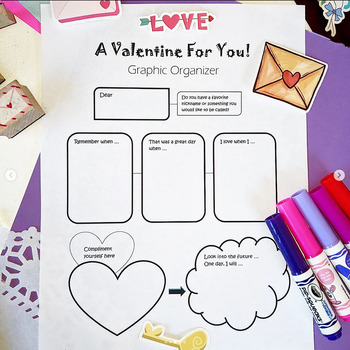 Preview of Valetine's Day Writing Prompt Activity- A Love Letter For You- Graphic Organizer