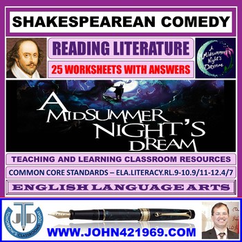 Preview of A MIDSUMMER NIGHT'S DREAM - SHAKESPEAREAN COMEDY - 25 WORKSHEETS WITH ANSWERS