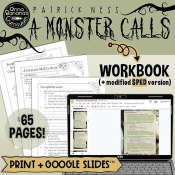 Preview of A MONSTER CALLS WORKBOOK: Digital and Print Novel Study