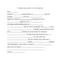 A "Mad Libs" Letter to My Teacher (First Day of School ELA