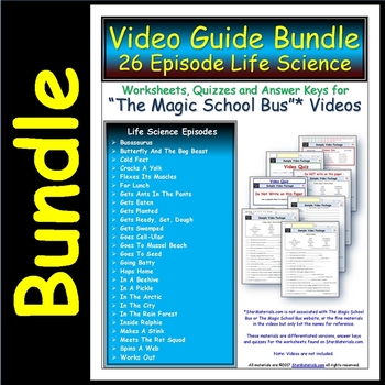 Preview of A Differentiated Bundle, Quiz, Ans for Magic School Bus *  - Life Science*