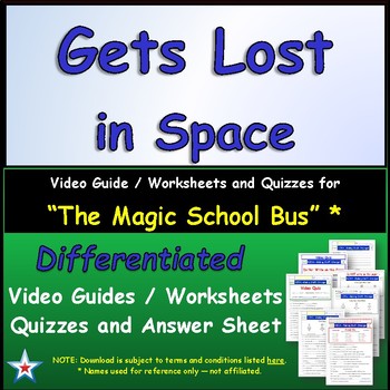 Preview of Differentiated Worksheet, Quiz, Ans for Magic School Bus - Gets Lost In Space *