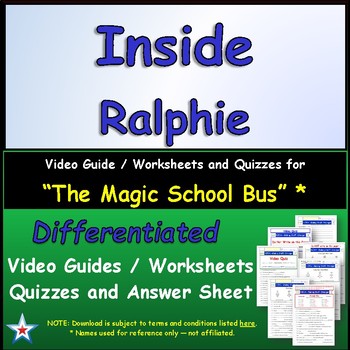 Preview of Differentiated Worksheet, Quiz, Ans for Magic School Bus - Inside Ralphie *
