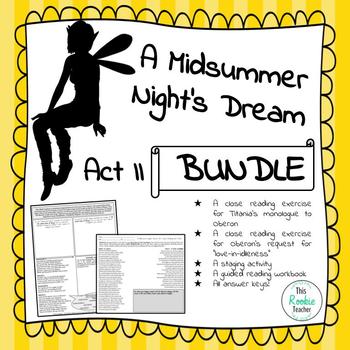 Preview of A Midsummer Night's Dream Act II Activity Bundle
