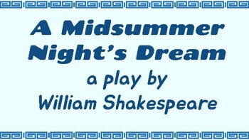 Preview of A Midsummer Night's Dream Character Animated Posters with Descriptions