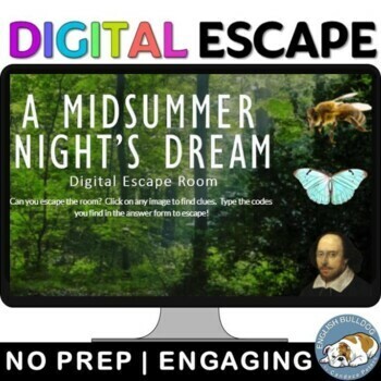 Preview of A Midsummer Night's Dream Digital Escape Room Review Game Activity