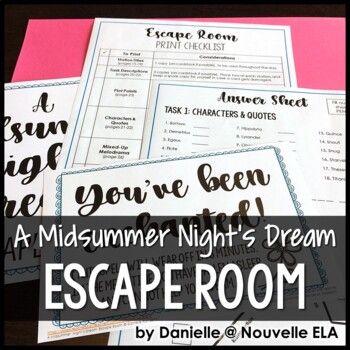 Preview of A Midsummer Night's Dream Escape Room - Unit Review Activity
