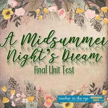 Preview of A Midsummer Night's Dream Final Unit Exam Multiple Choice with Key Answer Sheet