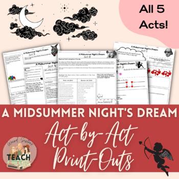 Preview of A Midsummer Night's Dream Handouts w/ Discussion ?s, Close Readings, and MORE