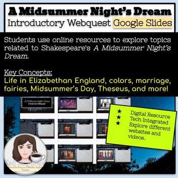 Preview of A Midsummer Night's Dream Introductory Webquest - Google Slides