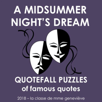 Preview of A Midsummer Night's Dream - Quotefall puzzles