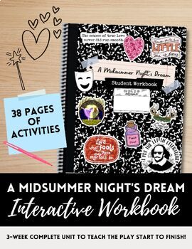 Preview of A Midsummer Night's Dream Teaching Unit Printable Interactive Workbook (7-12)