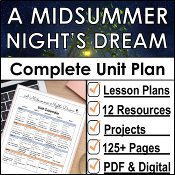 Preview of A Midsummer Night's Dream Unit Plan With Lesson Plans & Activities, 12 Resources