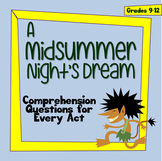 A Midsummer Night's Dream - Comprehension Questions for Every Act