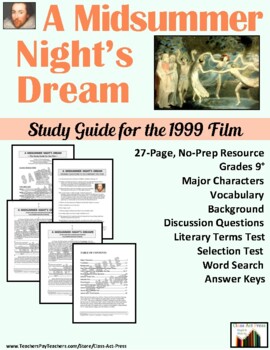 Preview of A MIDSUMMER NIGHT'S DREAM Film Study Guide | Worksheets | Printables