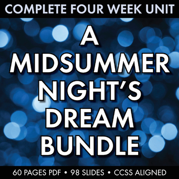 Preview of Midsummer Night’s Dream Unit Plan, Four Weeks of MSND Materials/Activities, CCSS