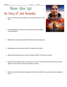 Preview of A Million Miles Away: José Hernandez's inspiring story (2023 Movie Questions)