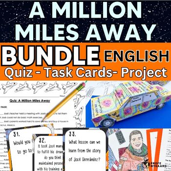 Preview of A Million Miles Away Movie Bundle in English - Quiz, Project, Color-by-number