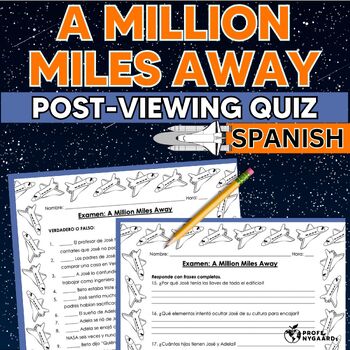 Preview of A Million Miles Away Post-viewing Quiz in Spanish - 20 question Test