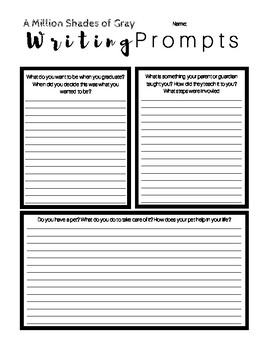 A Million Shades of Gray Writing Prompts by Inspired ELA | TpT