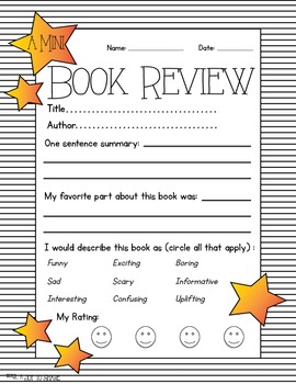 Mini Book Review Worksheet by AJoy2Share | Teachers Pay Teachers