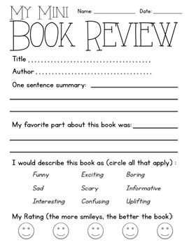 book review worksheet kindergarten