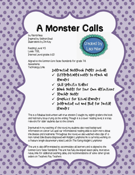 Preview of A Monster Calls Novel Unit with Differentiated/Interactive Notes