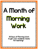 A Month of Bell Work for 1st Grade