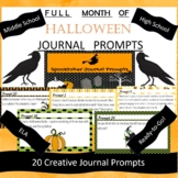 A Month of Creative Halloween ELA Journal Prompts for High