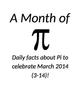 Preview of A Month of PI: Daily Announcements to Celebrate March 2014