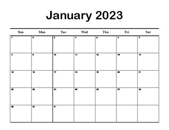 Calendar January 2023 Thru December 2023 Free By Puddles Of Fun Learning