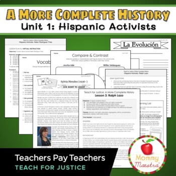 Preview of A More Complete History: Hispanic Activists (Unit 1) | Teach for Justice