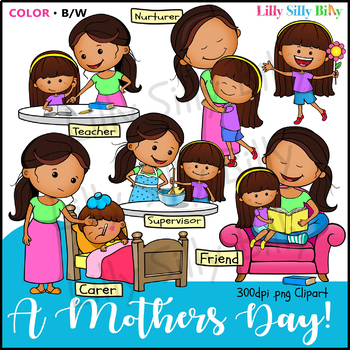 Preview of A Mothers Day - Clipart Collection. Color & Black/white.