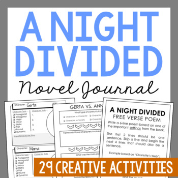 Preview of A NIGHT DIVIDED Novel Study Unit Activities | Book Report Journal Project