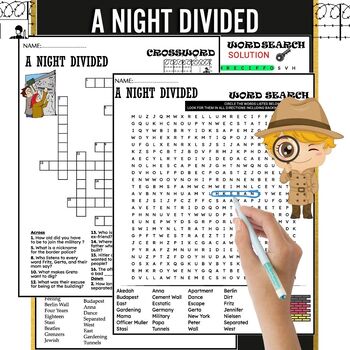 Preview of A NIGHT DIVIDED by Jennifer A. Nielsen Fun Worksheets ,Word Search ,Crosswords