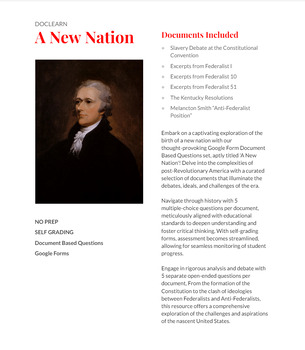 Preview of A New Nation Bundle DBQ/RLAH: No Prep, Self Grading, US I, APUSH, Civics, APGov