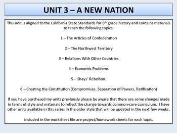 Preview of A New Nation - Complete Unit - After the War of Independence