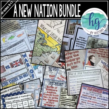 Preview of A New Nation: Washington to Madison Bundle of Activities, Maps, Doodle Notes